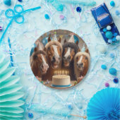 馬祝の誕生日とケーキと帽子のプレート ペーパープレート (パーティー)