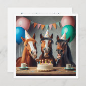 馬祝の誕生日とケーキと帽子 招待状 (正面/裏面)