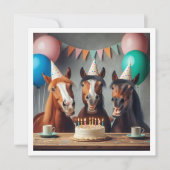 馬祝の誕生日とケーキと帽子 招待状 (正面)