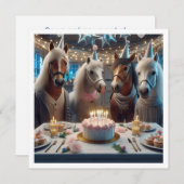 馬祝の誕生日とケーキと帽子 招待状 (正面/裏面)