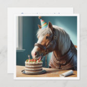 馬祝の誕生日とケーキと帽子 招待状 (正面/裏面)