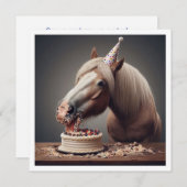 馬祝の誕生日とケーキと帽子 招待状 (正面/裏面)