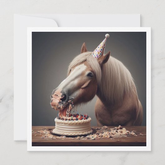 馬祝の誕生日とケーキと帽子 招待状 (正面)
