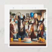 馬祝の誕生日ケーキと帽子、少年 招待状 (正面/裏面)