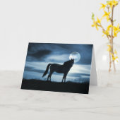 馬空白のカード、美しい馬と月 カード (黄色い花)