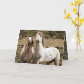 馬笑いワイルドホース挨拶カード カード (黄色い花)