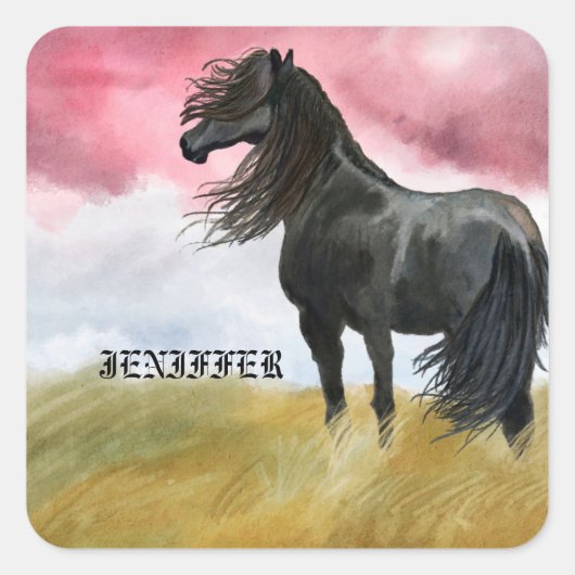 馬素晴らし水色 スクエアシール (正面)