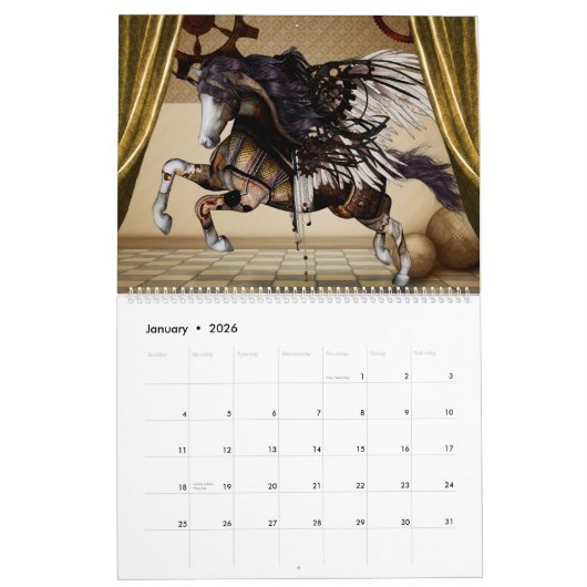 馬素晴らし カレンダー (1月 2026)