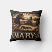 馬素朴と納屋を特色にしたファームシーン クッション (裏面)