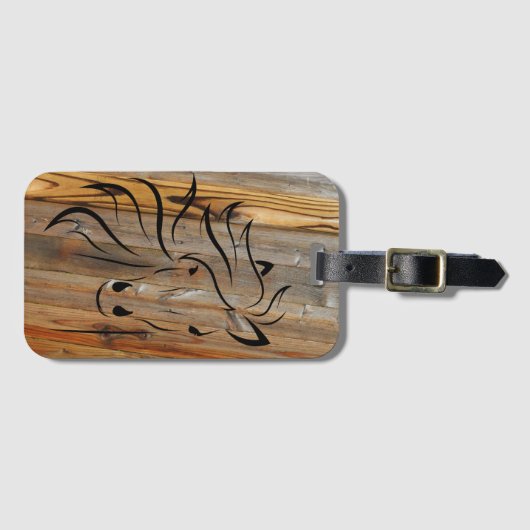 馬素朴乗り木 ラゲッジタグ (正面横)