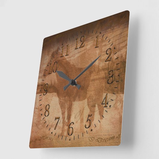 馬素朴好きウマ科ののための芸術 スクエア壁時計 (傾斜)