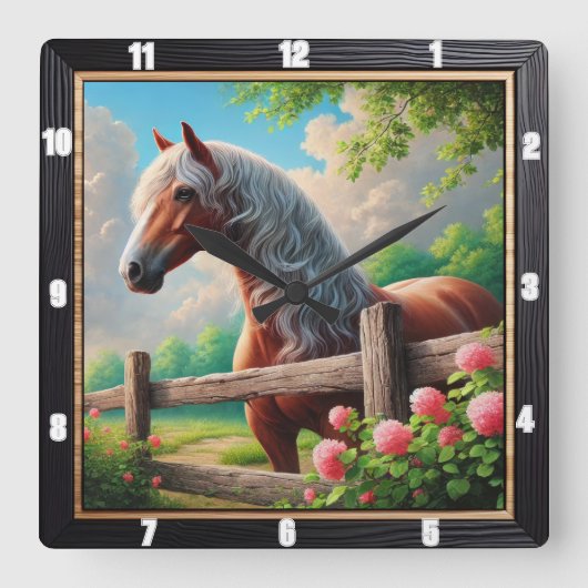 馬素朴草地 スクエア壁時計 (正面)