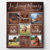 馬素朴記念ペットロスパーソナライズされた写真 フォトプラーク (正面)