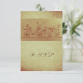 馬素朴車のヴィンテージが見え結婚る 出欠カード (スタンド正面)