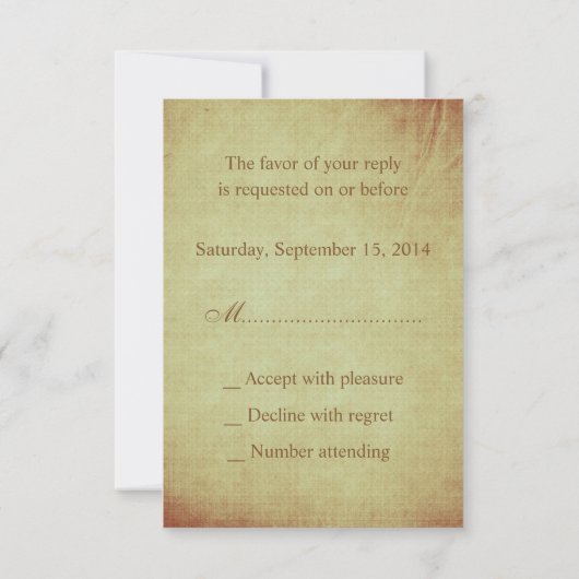 馬素朴車のヴィンテージが見え結婚る 出欠カード (裏面)