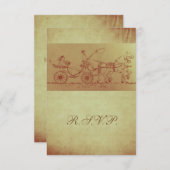 馬素朴車のヴィンテージが見え結婚る 出欠カード (正面/裏面)