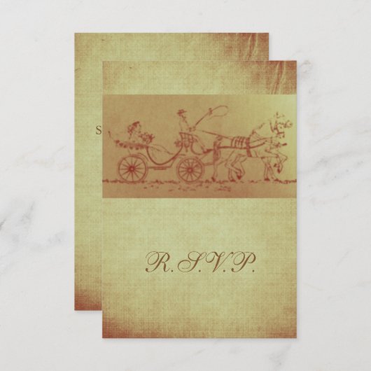 馬素朴車のヴィンテージが見え結婚る 出欠カード (正面/裏面)