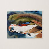 馬絵を描の水色 ジグソーパズル (横)