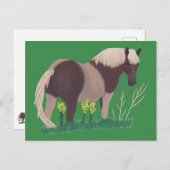 馬絵を描の立ち見て草はがき ポストカード (正面/裏面)