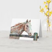馬絵を描グリーティングカード カード (黄色い花)