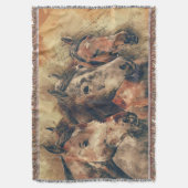 馬絵を描コラージュ スローブランケット (正面縦)