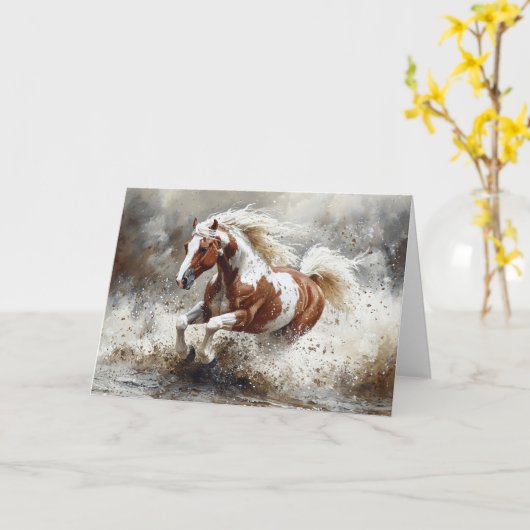 馬絵を描走の水 カード (黄色い花)