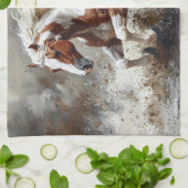 馬絵を描走の水 キッチンタオル (折り畳み)