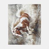馬絵を描走の水 フリースブランケット (正面)