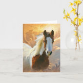 馬絵を描金ゴールドノートカード カード (黄色い花)