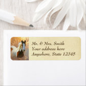 馬絵を描金ゴールド差出人住所ラベル ラベル (インサイチュ)