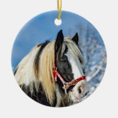 馬絵を描雪写真 セラミックオーナメント (正面)
