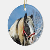 馬絵を描雪写真 セラミックオーナメント (左)