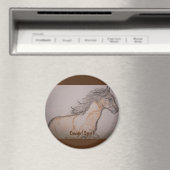 馬絵を描駆け女性のカーボーイ精神 マグネット (インサイチュ (食洗機))