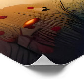 馬絵画のカラフル走が照明した月夜 ポスター (角)