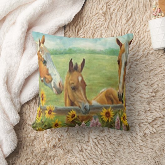馬絵画の可逆枕 クッション (ブランケット)
