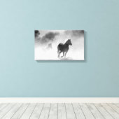 馬群 |白黒 キャンバスプリント (インサイチュ (ウッドフロア))