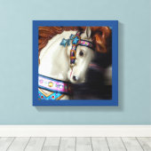 馬色彩の鮮やかのメリー遊園地7 キャンバスプリント (インサイチュ (ウッドフロア))