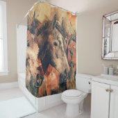 馬芸術的水色の絵画装飾 シャワーカーテン (インサイチュ)