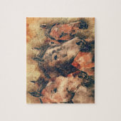 馬芸術的水色の絵画装飾 ジグソーパズル (縦)