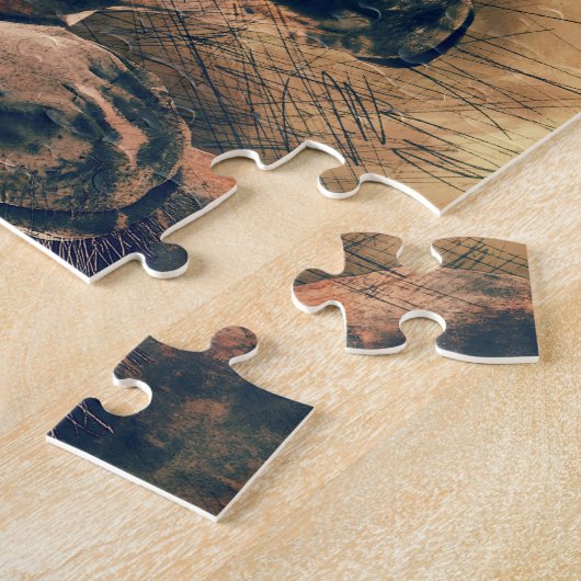 馬芸術的水色の絵画装飾 ジグソーパズル (側面)