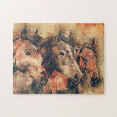 馬芸術的水色の絵画装飾 ジグソーパズル (横)