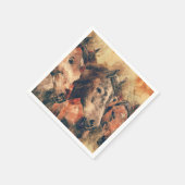 馬芸術的水色の絵画装飾 スタンダードカクテルナプキン (角)