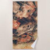 馬芸術的水色の絵画装飾 ビーチタオル (正面)