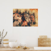 馬芸術的水色の絵画装飾 ポスター (キッチン)