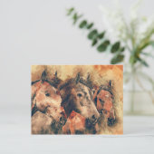 馬芸術的水色の絵画装飾 ポストカード (スタンド正面)