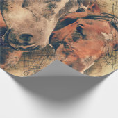 馬芸術的水色の絵画装飾 ラッピングペーパー (角)