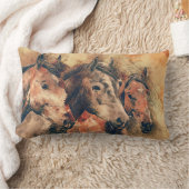 馬芸術的水色の絵画装飾 ランバークッション (ブランケット)