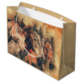 馬芸術的水色の絵画装飾 ラージペーパーバッグ (裏面アングル)