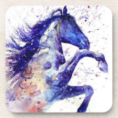 馬芸術的水色（ばちゃばちゃ）跳ねる絵画ズブルー コースター (正面)