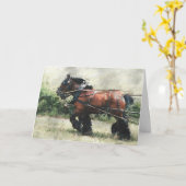 馬荷車を引くの誕生日 カード (黄色い花)